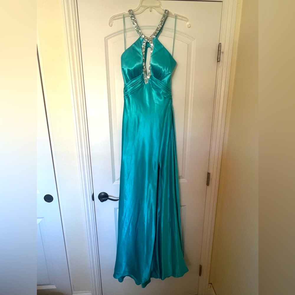 Le Femme Aqua Prom Long Formal Dress